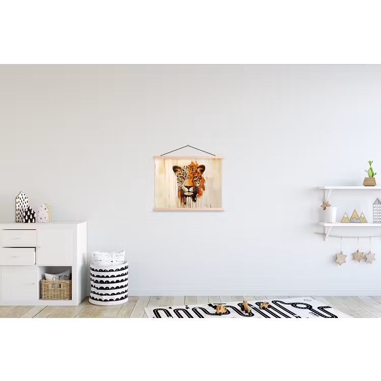 Luipaard - Symmetrisch - Strepen textielposter latten blank klein -kinderkamer