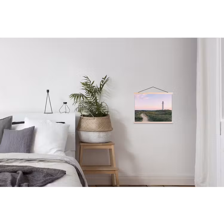 Vuurtoren - Duinlandschap - Zee textielposter latten blank klein -woonkamer
