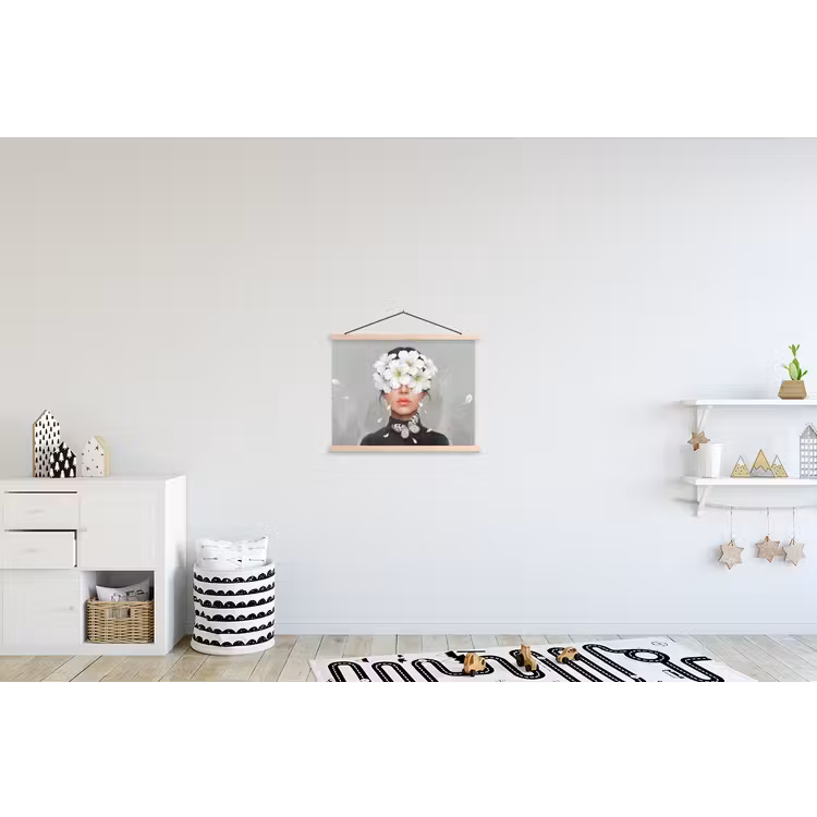 Lelies - Portret - Wit textielposter latten blank klein -kinderkamer