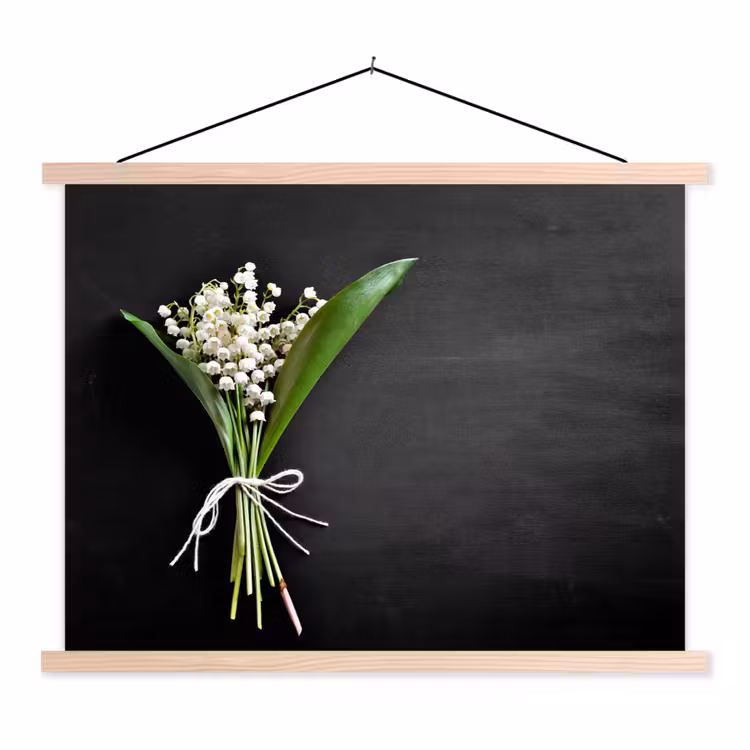 bloemen-5-1-1 textielposter latten blank klein -3d