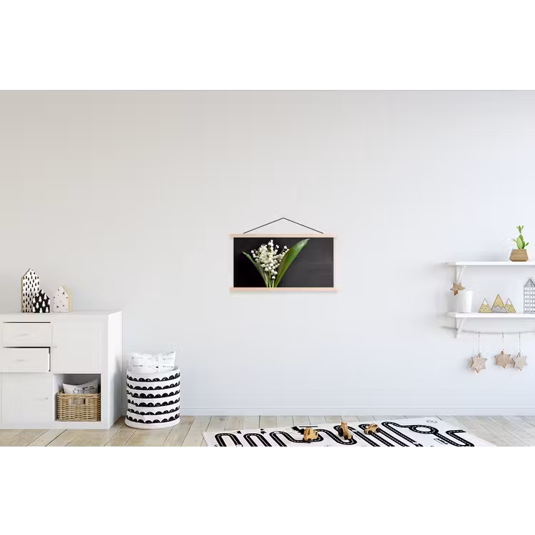 Lelietjes van dalen - Bloemen - Stilleven - Flora textielposter latten blank klein -kinderkamer