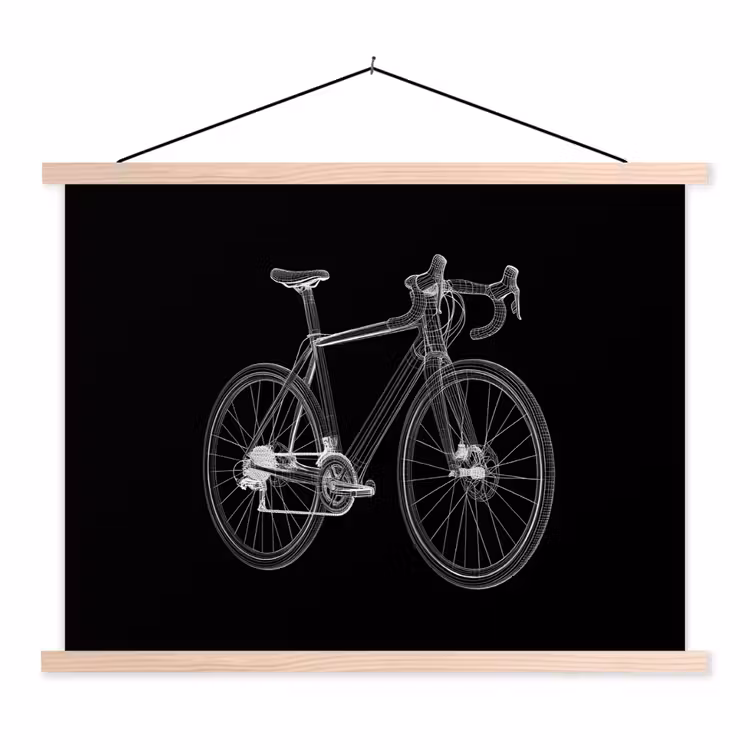 Lijnen - Illustratie - Wit textielposter latten blank klein -3d