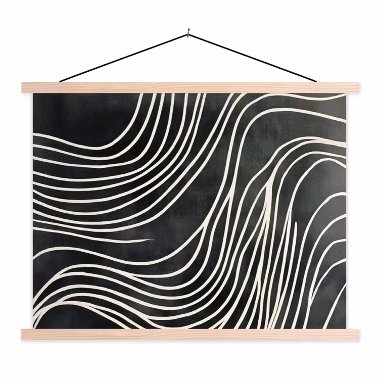 Lijnen - Patroon - Abstract - Wit textielposter latten blank klein -3d