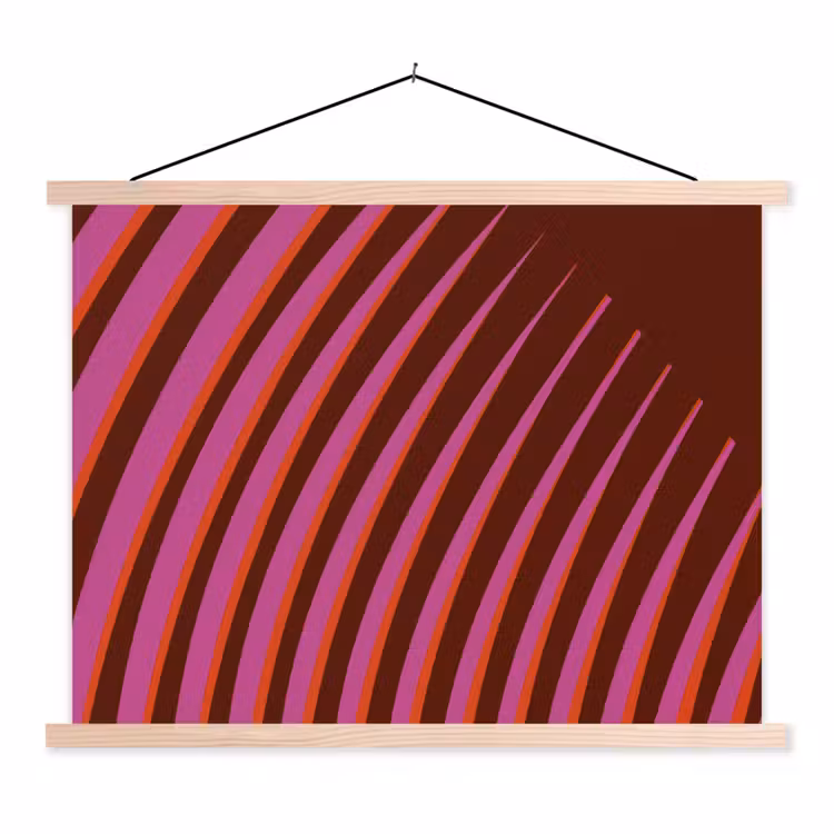 Lijnen - Rood - Beweging textielposter latten blank klein -3d