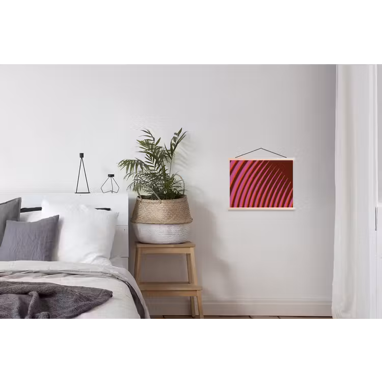 Lijnen - Rood - Beweging textielposter latten blank klein -woonkamer