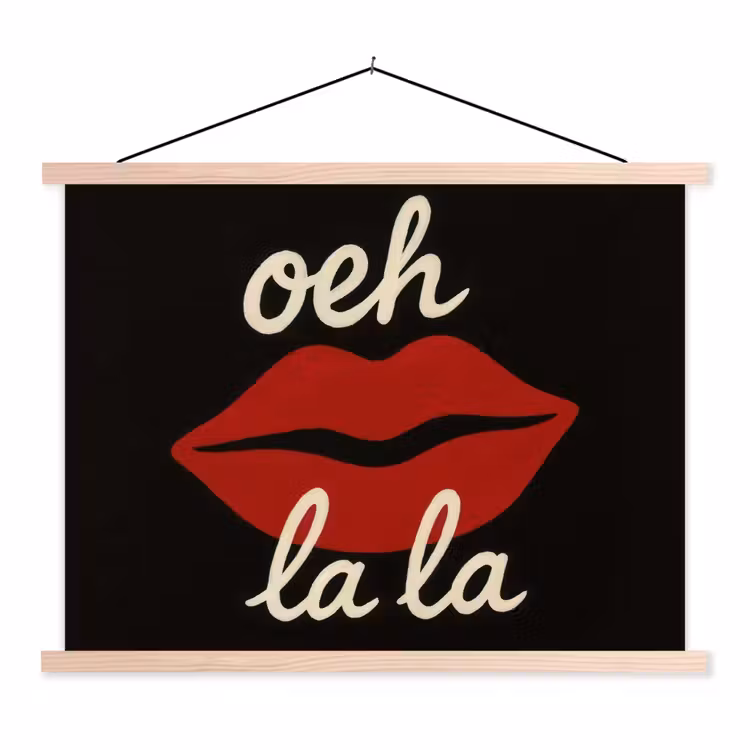 Lip - Rood - Quote textielposter latten blank klein -3d