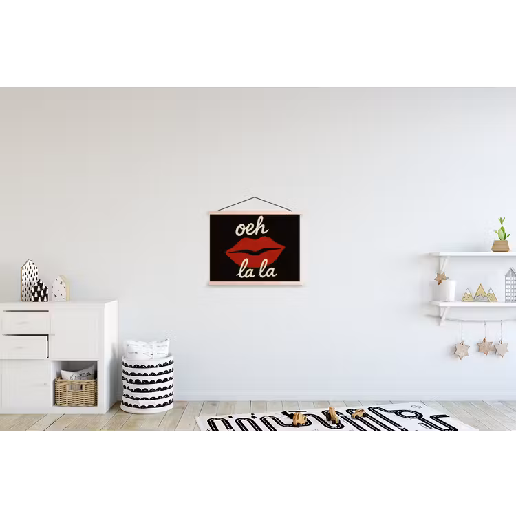 Lip - Rood - Quote textielposter latten blank klein -kinderkamer