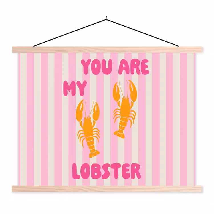 Lobster - Love - Valentijn textielposter latten blank klein -3d