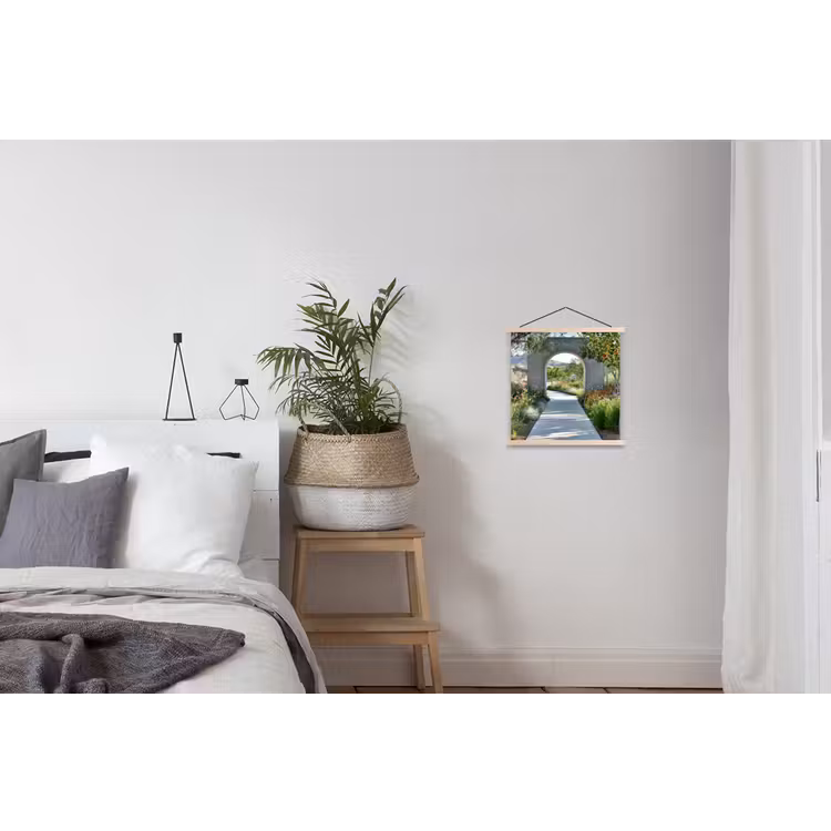 Doorkijk - Pad - Beton - Landschap textielposter latten blank klein -woonkamer