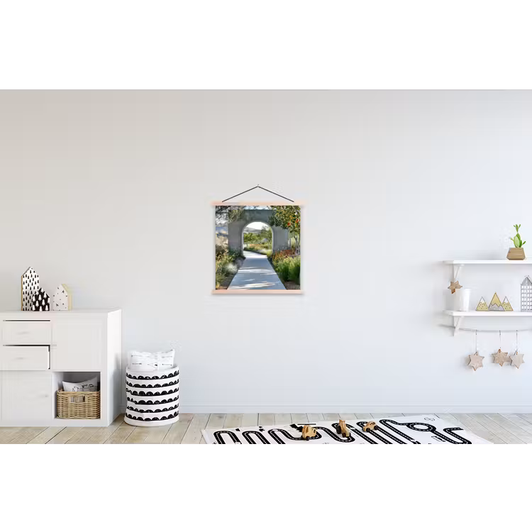 Doorkijk - Pad - Beton - Landschap textielposter latten blank klein -kinderkamer