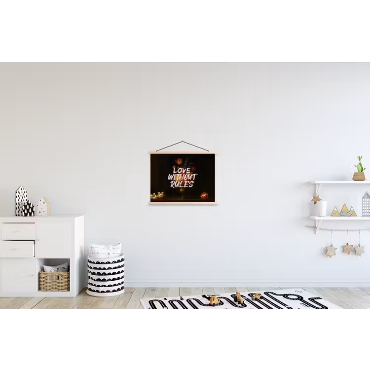 Liefde - Modern - Bloemen textielposter latten blank klein -kinderkamer