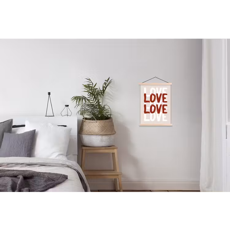 Love - Rood - Tekst textielposter latten blank klein -woonkamer
