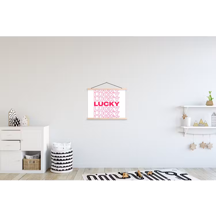 Lucky - Roze - Patroon textielposter latten blank klein -kinderkamer