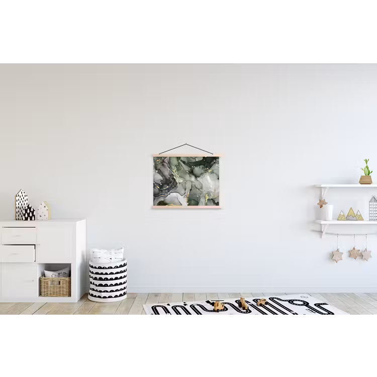 Luxe - Marmer - Groen textielposter latten blank klein -kinderkamer