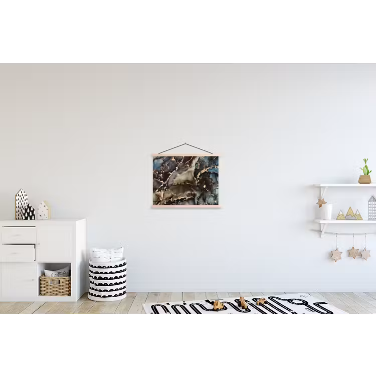 Marmer - Goud - Groen textielposter latten blank klein -kinderkamer