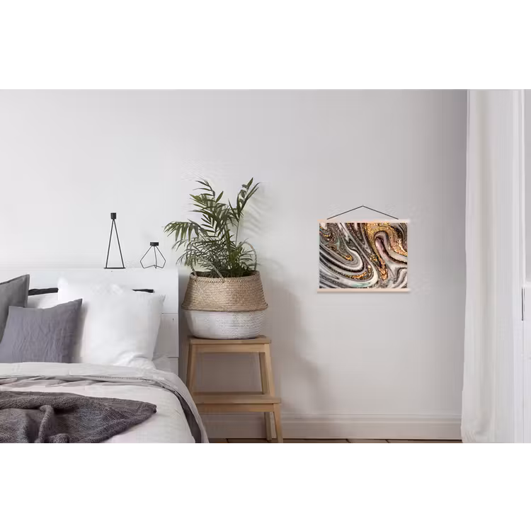 Marmerlook - Goud - Glitter - Luxe - Marmer - Wit textielposter latten blank klein -woonkamer