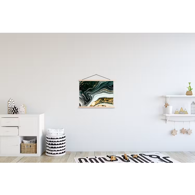 Marmerlook - Goud - Groen - Glitter - Design - Marmer textielposter latten blank klein -kinderkamer