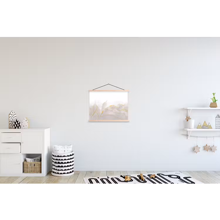 Marmerlook - Grijs - Goud - Chic - Marmer textielposter latten blank klein -kinderkamer