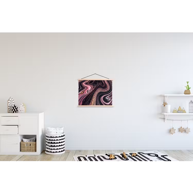 Marmerlook - Roze - Paars - Goud - Luxe - Marmer textielposter latten blank klein -kinderkamer