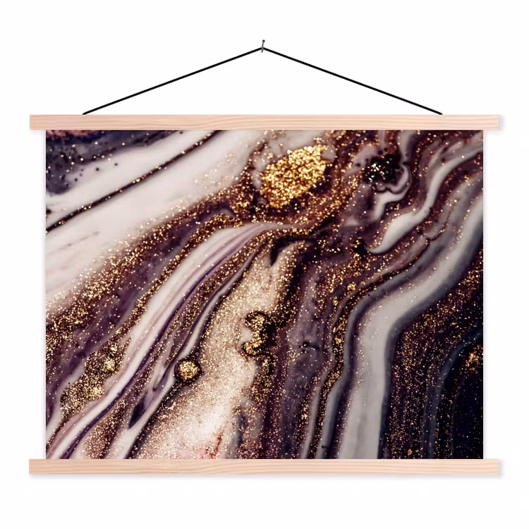 Marmer - Roze - Goud - Glitter - Marmerlook textielposter latten blank klein -3d