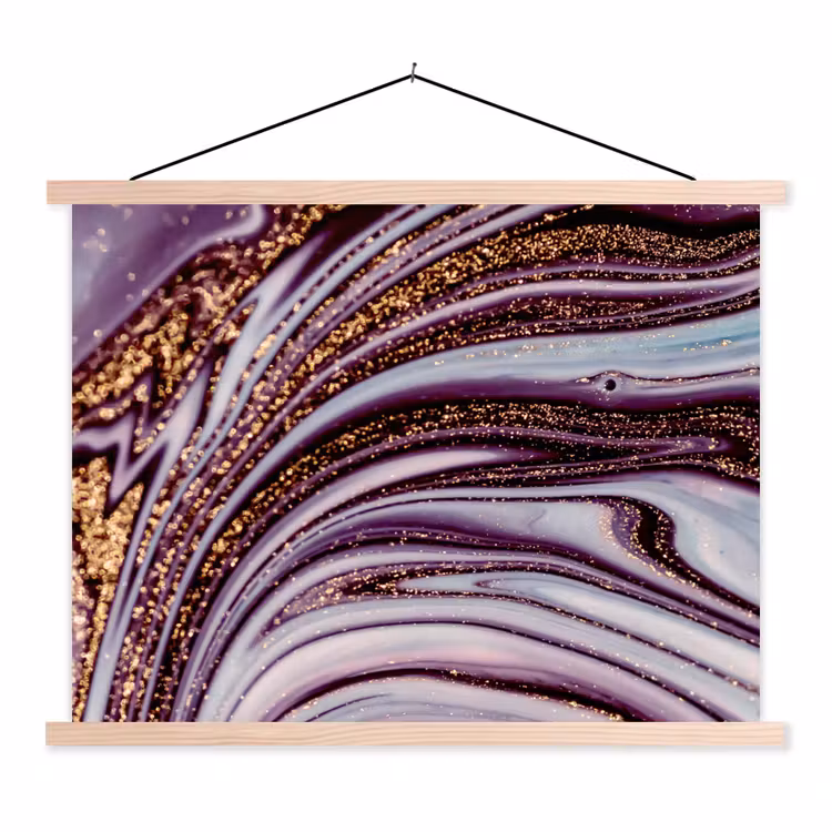 Marmer - Roze - Goud - Glitter - Marmerlook - Luxe textielposter latten blank klein -3d