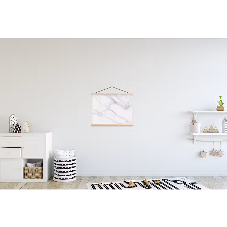 Marmer - Structuur - Wit - Grijs - Steen - Marmerlook textielposter latten blank klein -kinderkamer
