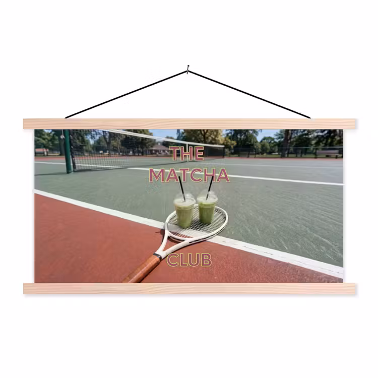 Matcha Club - Tennis - Matcha textielposter latten blank klein -3d