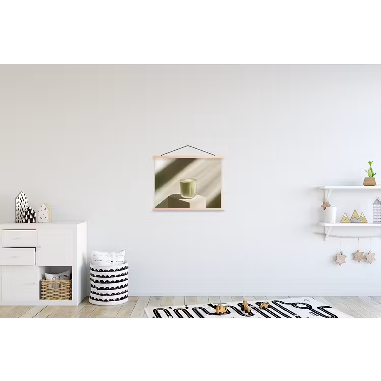 Matcha - Glas - Groen - Minimalistisch textielposter latten blank klein -kinderkamer