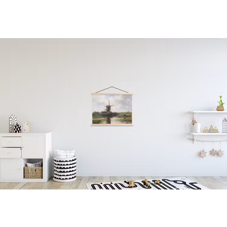 Molen - Willem Roelofs - Oude meesters - Kunst textielposter latten blank klein -kinderkamer