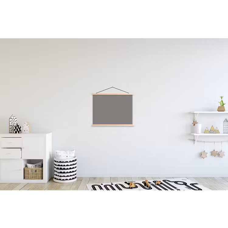 Mineral - Grey - Grijs textielposter latten blank klein 122 -kinderkamer