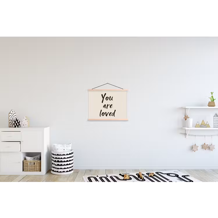 Minimalistisch - Beige - Love textielposter latten blank klein -kinderkamer