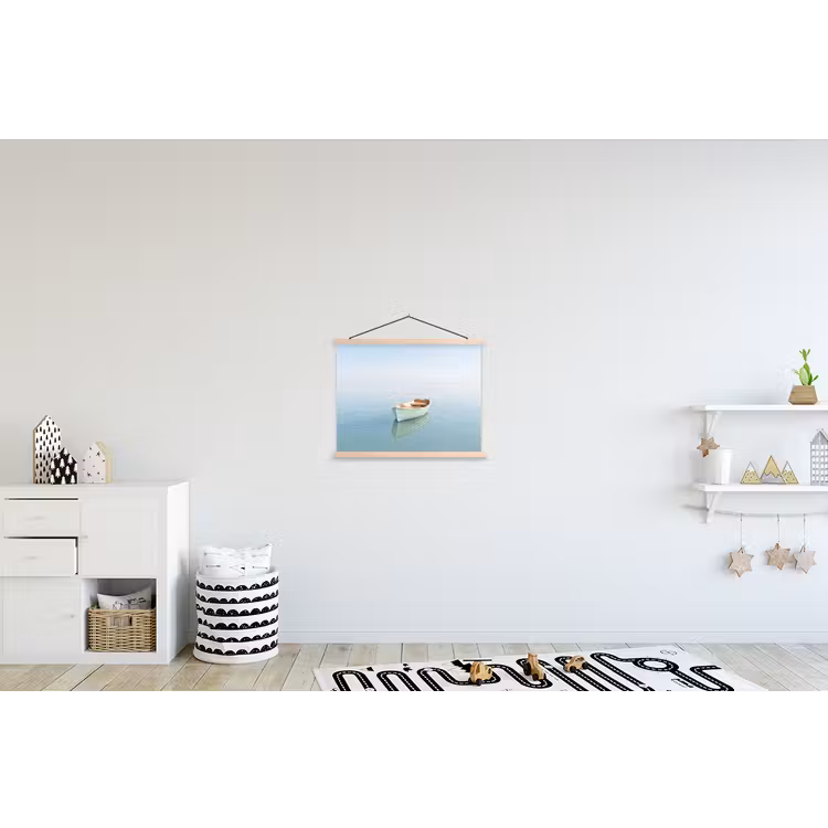 Minimalistisch - Boot - Zee textielposter latten blank klein -kinderkamer