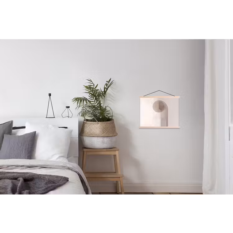 Minimalistisch - Cirkel - Lichtgrijs textielposter latten blank klein -woonkamer