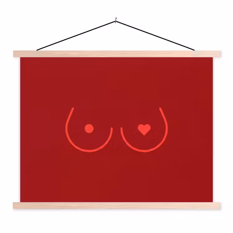 Minimalistisch - Lijnillustratie - Rood textielposter latten blank klein -3d