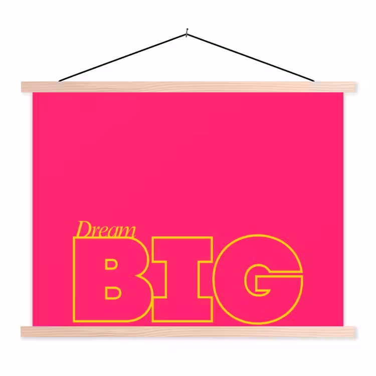 Minimalistisch - Roze - Dream big - Grafisch textielposter latten blank klein -3d