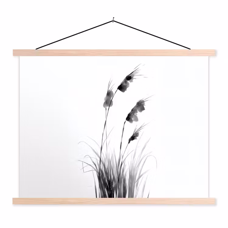 Minimalistisch - Stelen - Wit textielposter latten blank klein -3d