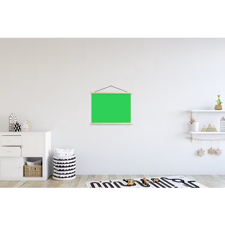Mint - Green - Groen textielposter latten blank klein 122 -kinderkamer