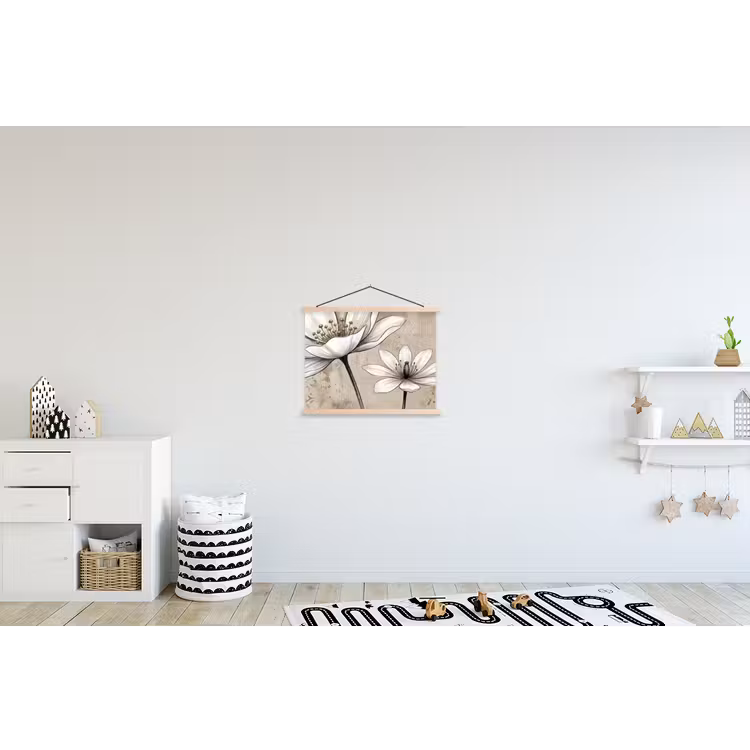 Modern - Design - Wit textielposter latten blank klein -kinderkamer