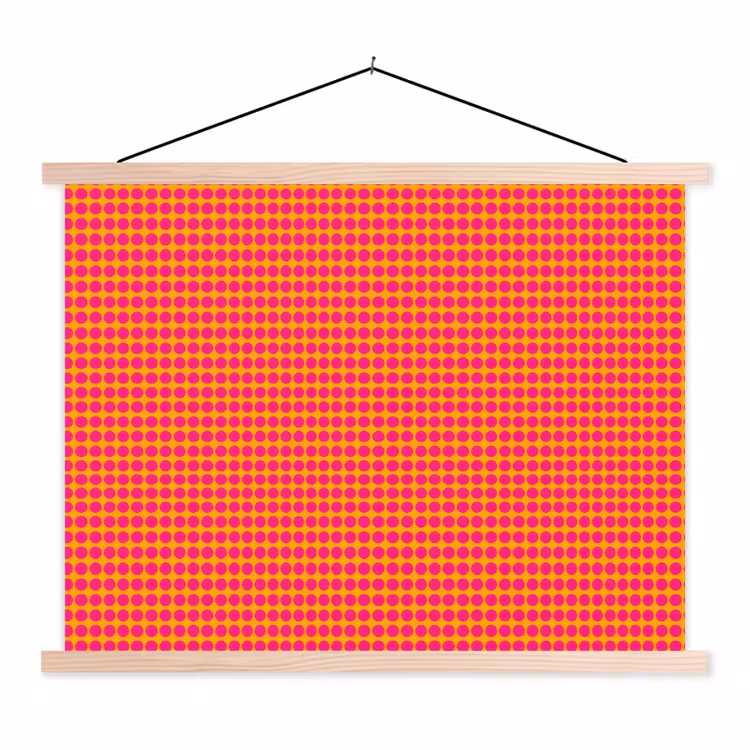 Modern - Stippen - Oranje textielposter latten blank klein 122 -3d
