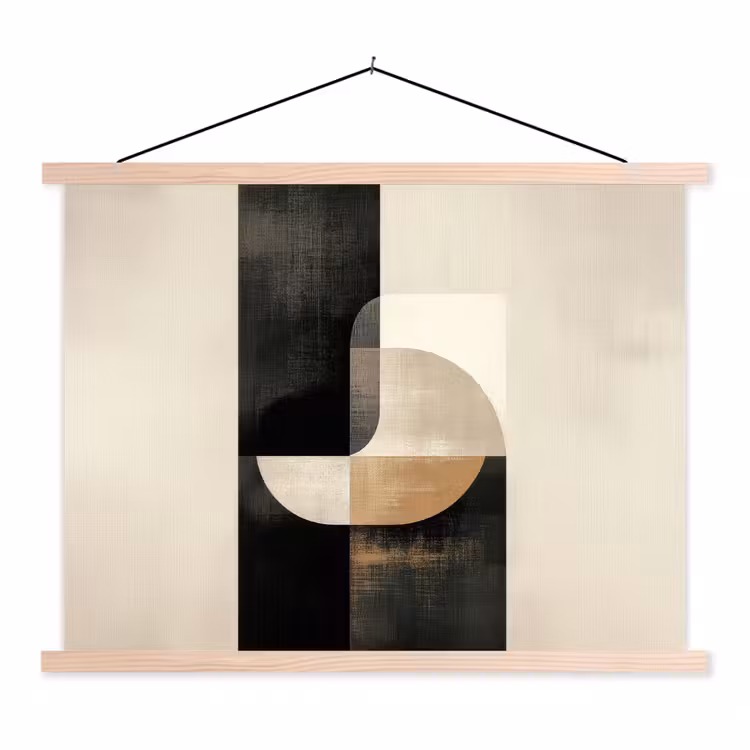 Modern - Vierkant - Vormen textielposter latten blank klein -3d