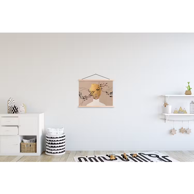 Modern - Vrouw - Goud textielposter latten blank klein -kinderkamer
