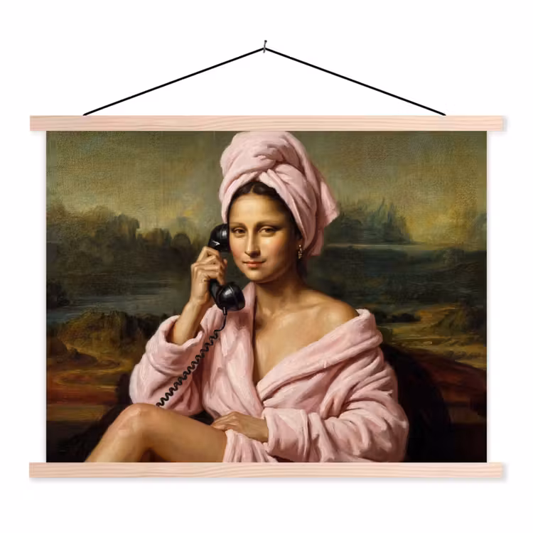 Mona - Klassiek - Roze textielposter latten blank klein -3d
