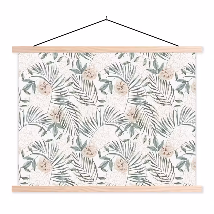 Monstera - Palmblad - Jungle - Tropisch textielposter latten blank klein -3d