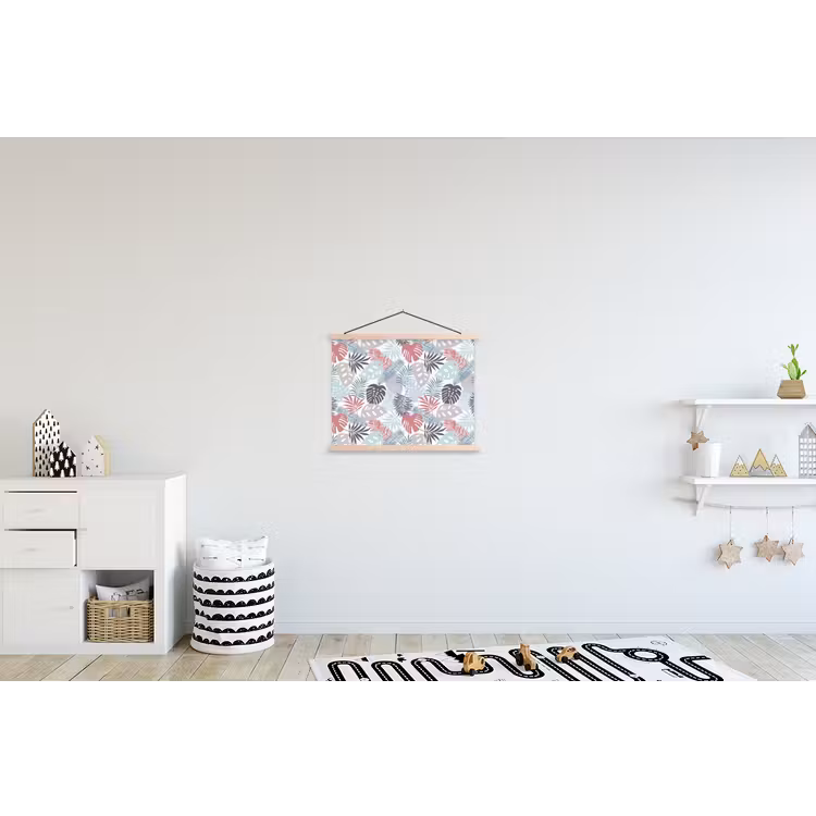 Monstera - Pastel - Bladeren - Tropical textielposter latten blank klein -kinderkamer