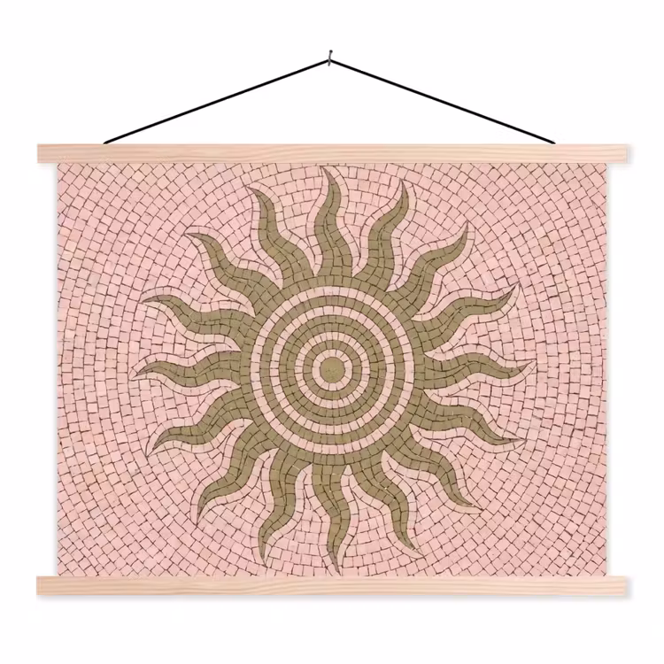 Mozaïek - Zon - Patroon - Klassiek - Roze textielposter latten blank klein -3d