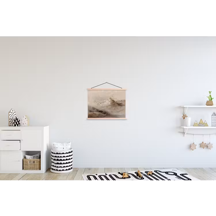 Berglandschap - Mist - Penseelstreken textielposter latten blank klein -kinderkamer