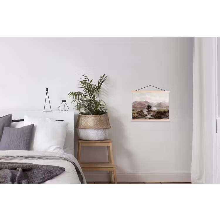 Berglandschap - Meer - Bergen - Vallei - Klassiek textielposter latten blank klein -woonkamer