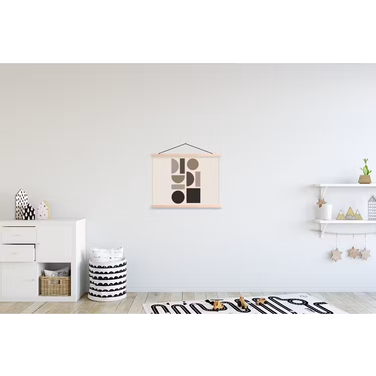 Natuurlijke tinten - Grafisch - Verticale compositie textielposter latten blank klein -kinderkamer