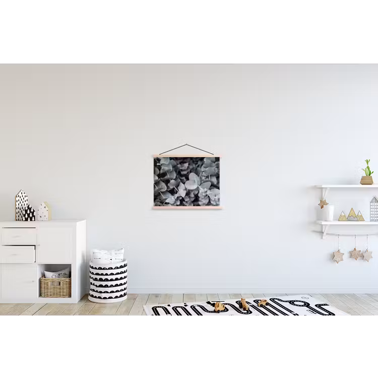 Close-up van eucalyptusplanten uit de natuur textielposter latten blank klein -kinderkamer