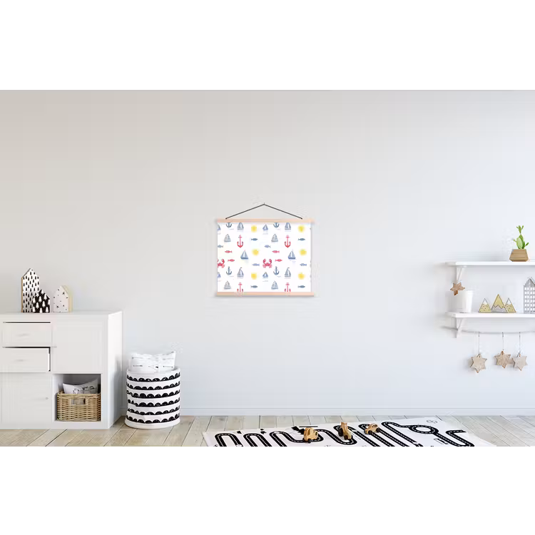 Nautisch - Illustraties - Kleurrijk textielposter latten blank klein 122 -kinderkamer